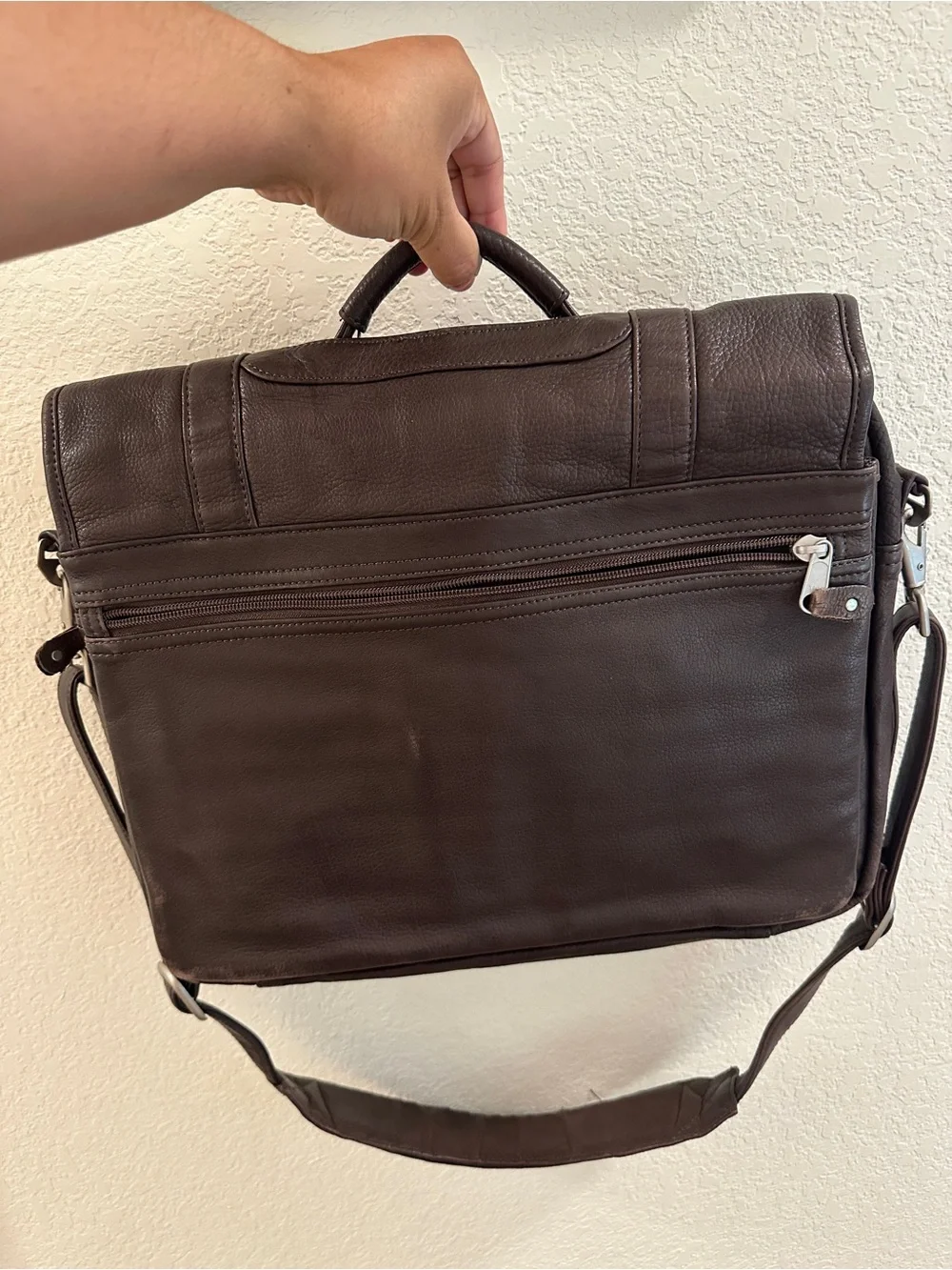 Embossed Longhorn Dark Brown Leather Laptop Briefcase